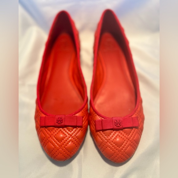 Tory Burch Marion Quilted Ballet Flats Samba Grosgrain Bow Logo sz. 7.5 - Picture 2 of 11